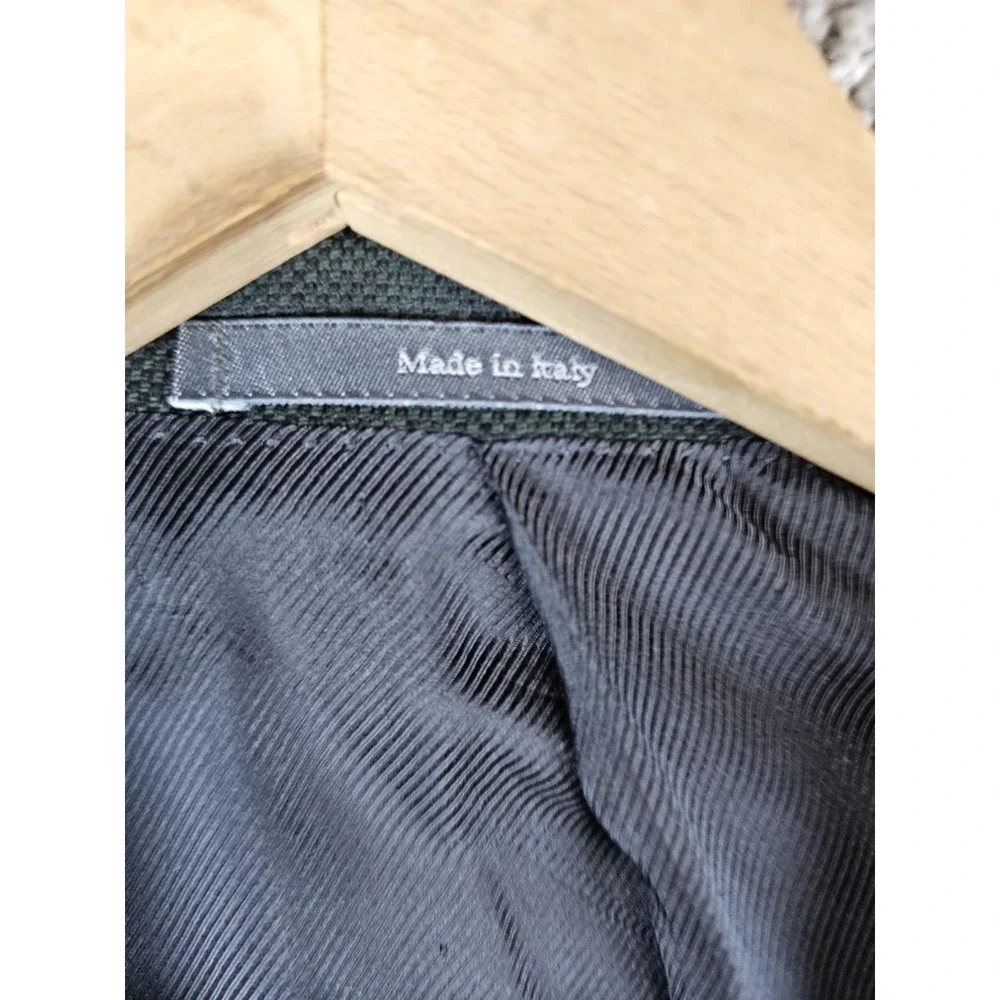 Ermenegildo Zegna 44L Green Windowpane Super 100s Worsted Wool Blazer Sport Coat